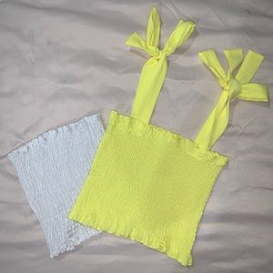 Ruched strapless tube top set (one w/ ties)